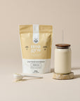 Noa & Co Vanilla Replenishing Protein pouch, with smoothie