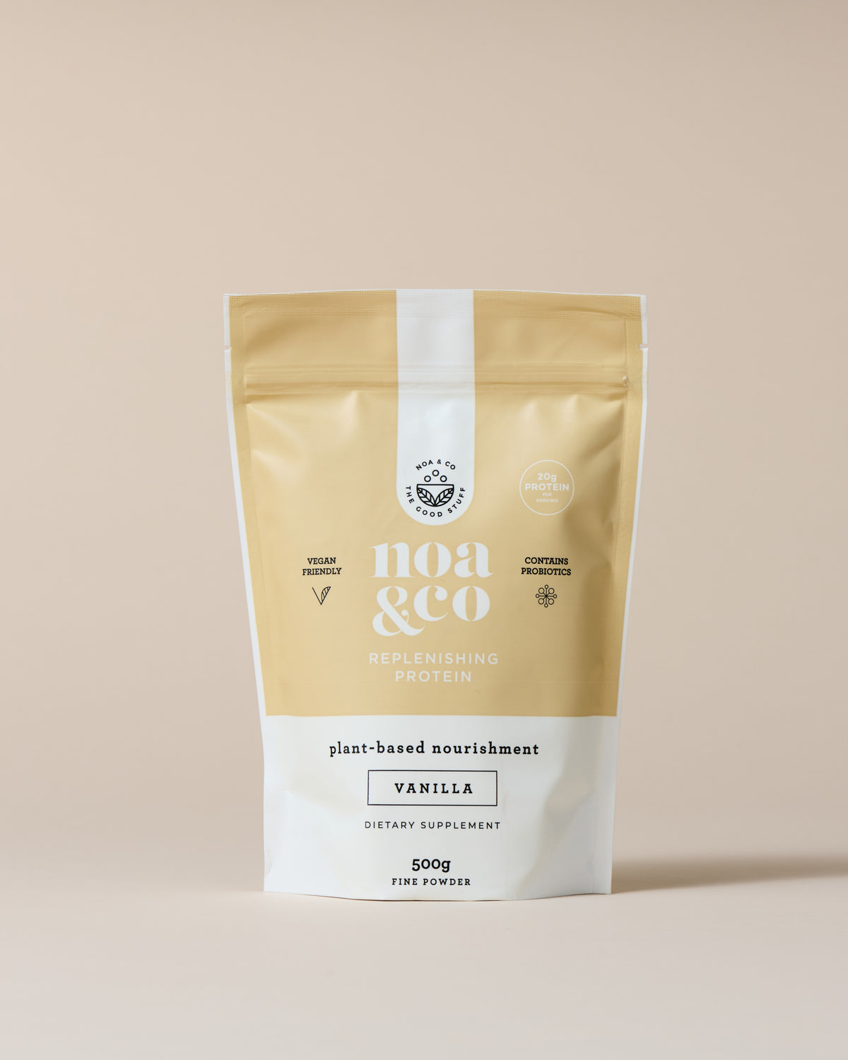 Noa & Co Vanilla Replenishing Protein pouch, front