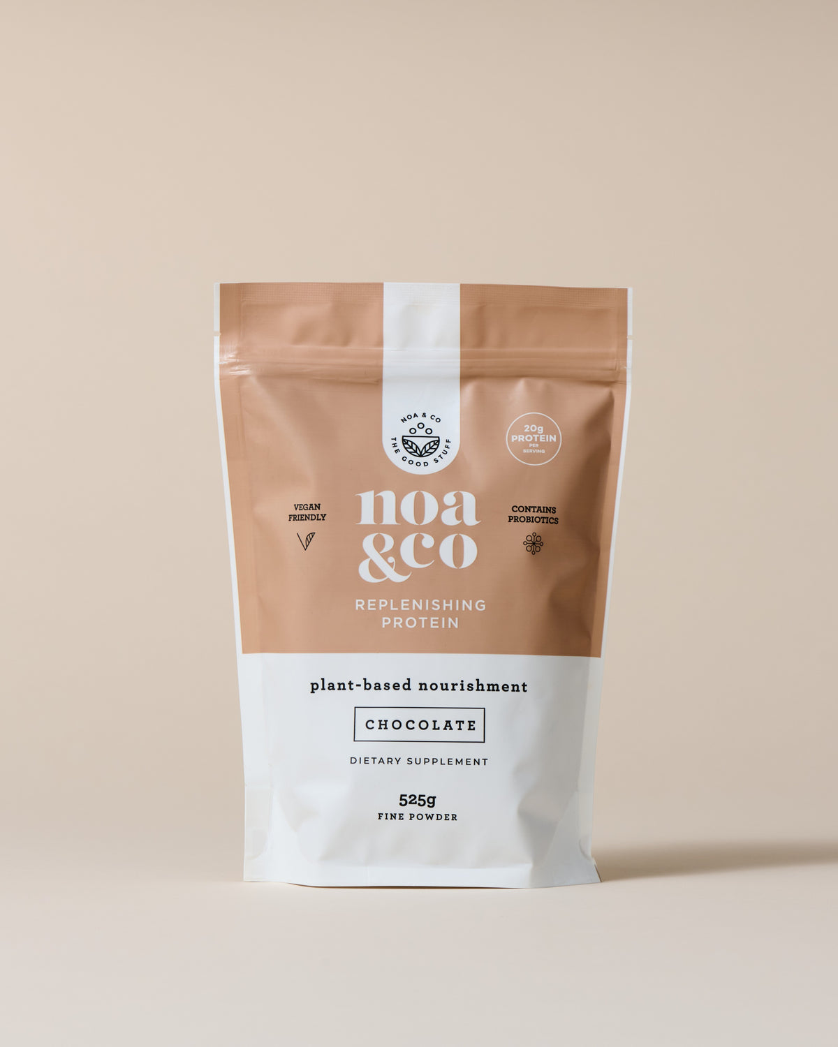 Noa & Co Chocolate Replenishing Protein pouch, front