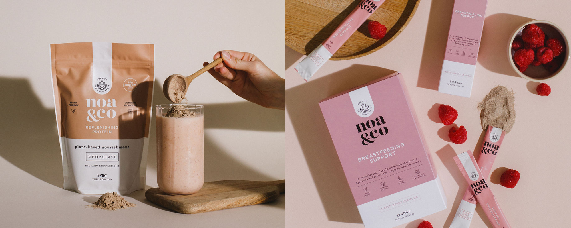 Chocolate plant based protein and breasfeeding support supplement | Noa & Co