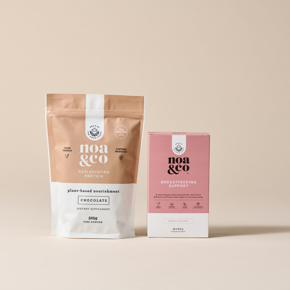 Noa & Co Mama Chocolate: Chocolate Replenishing Protein pouch and Breastfeeding Support box